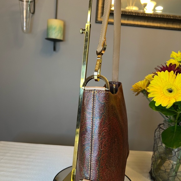 ETRO MILANO Bordeaux/Red Paisley HandBag with Adjustable Leather Strap - Picture 16 of 16